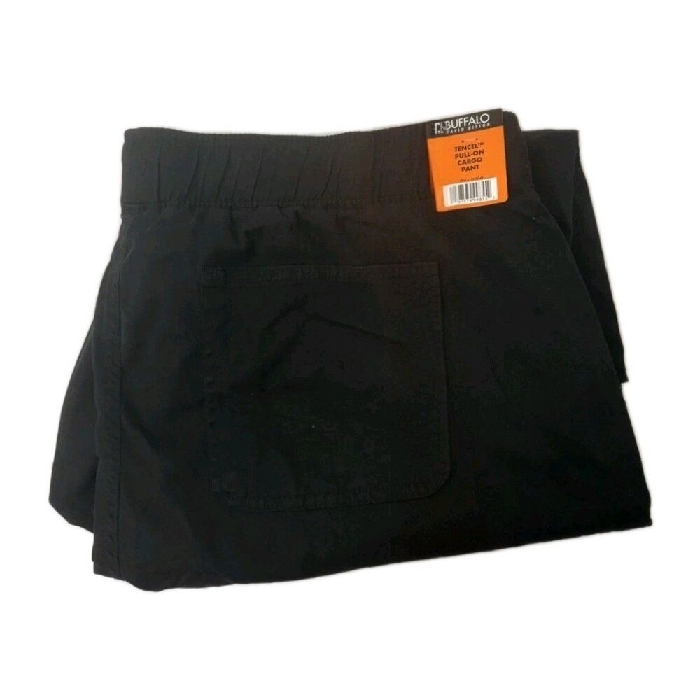 Buffalo Womens Pull-on Tencel Cargo Pant Black Size XXL Wide Waistband Tie Waist - Picture 10 of 10